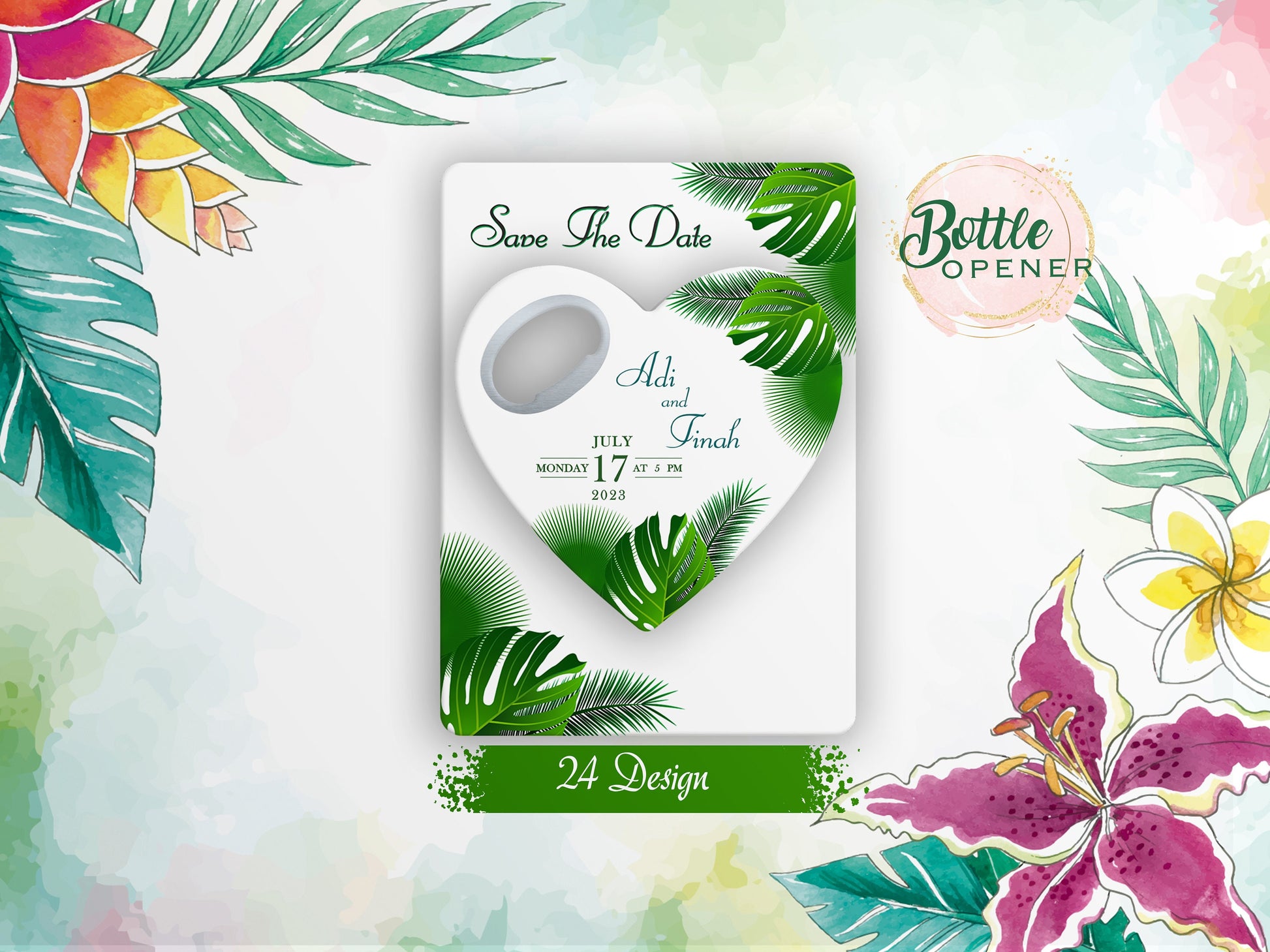 Custom Heart Bottle Opener Magnet Wedding Favor: Bulk Invitations - Image 1