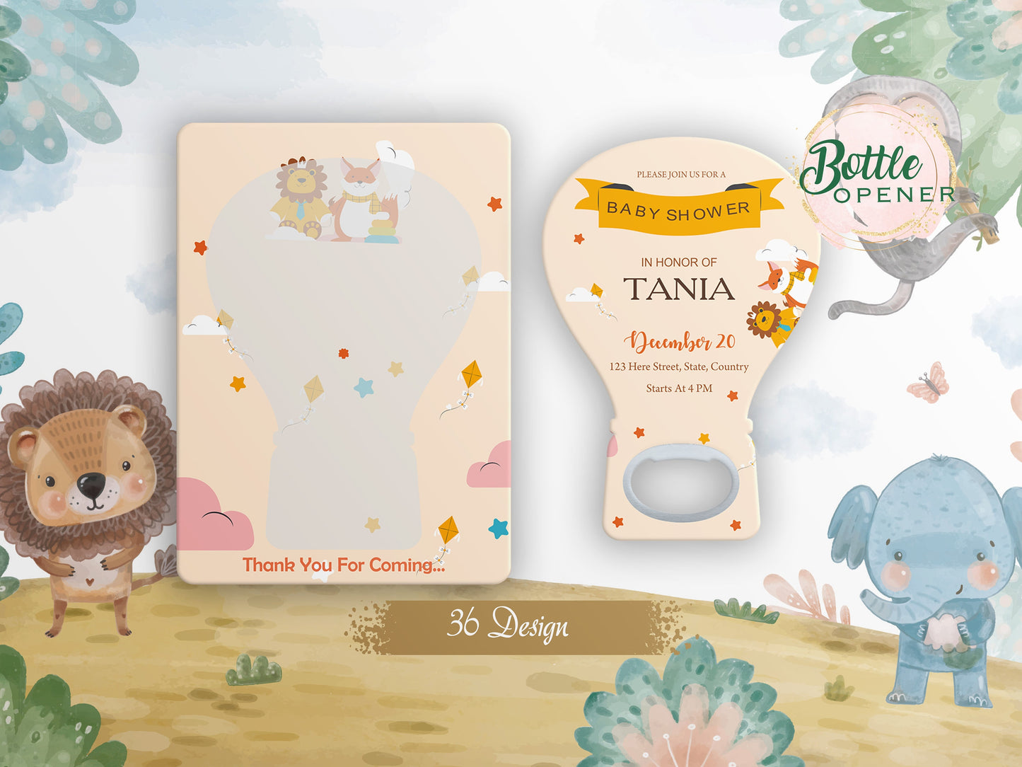 Custom Hot Air Balloon Bottle Opener Magnet: Baby Shower Favor - Image 1