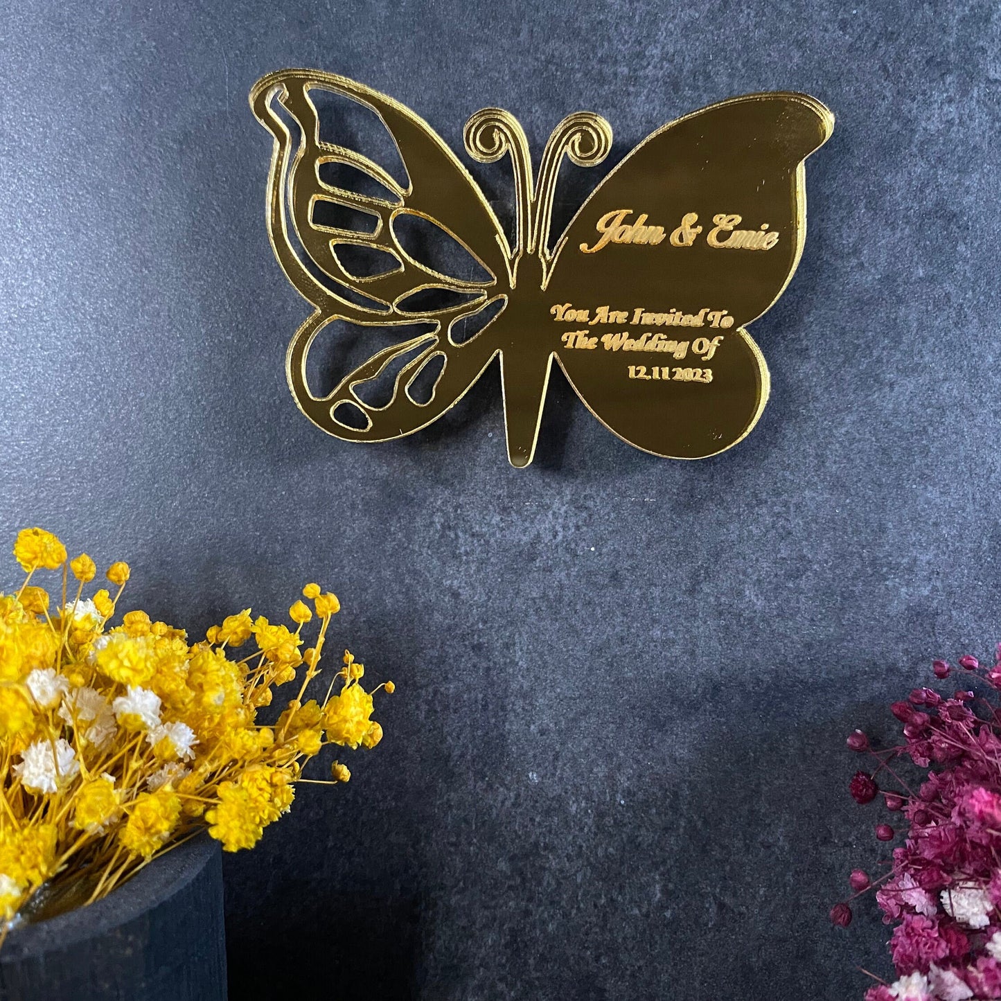 Butterfly Wedding Magnet: Personalized Plexiglass Anniversary Favors - Image 2