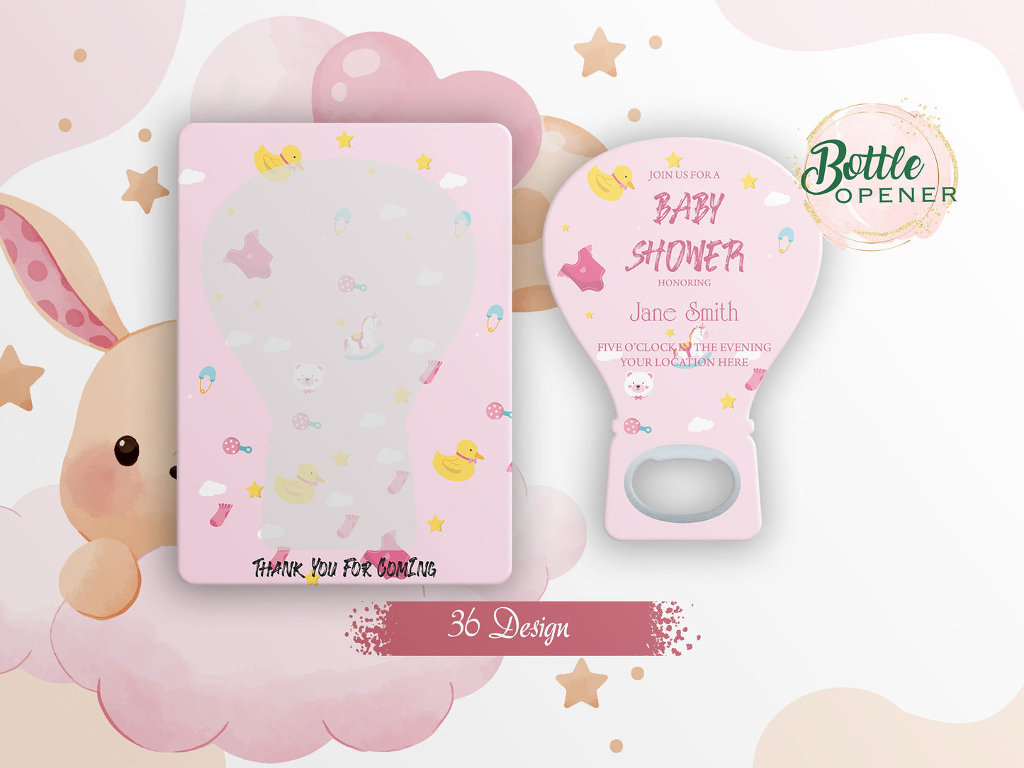 Balloon Baby Shower Favors: Personalized Bottle Opener Magnet - Image 1