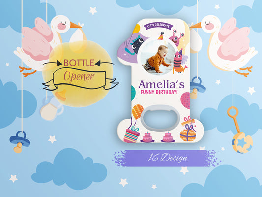 Personalized Baby Shower Favors: Bottle Opener Magnet - Image 1