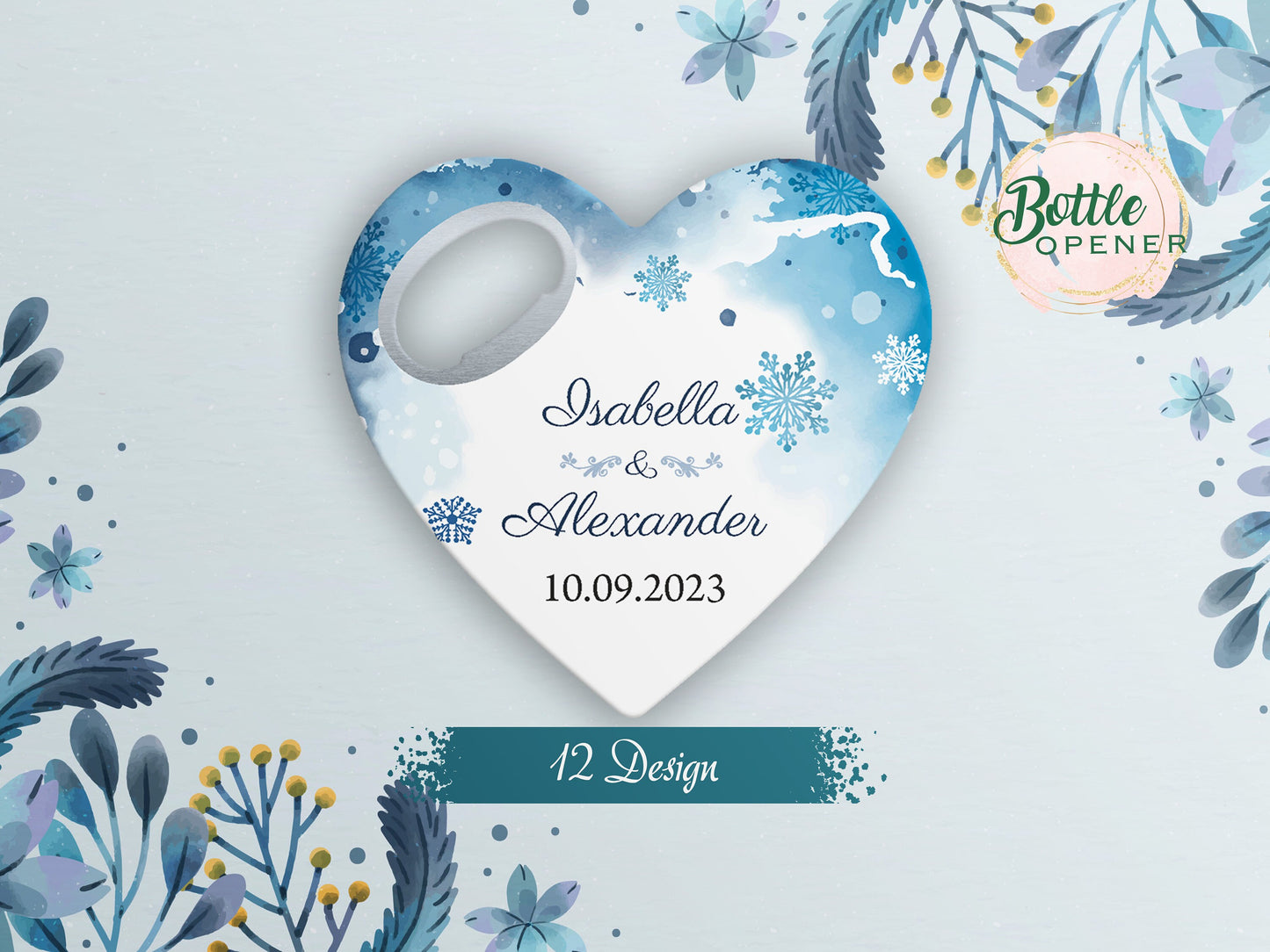 Heart Wedding Favor: Custom Save The Date Bottle Opener Magnet - Image 1