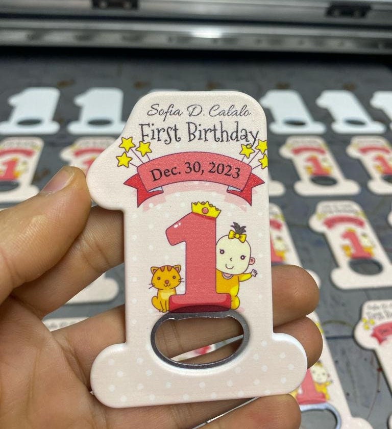 Customizable 1st Birthday Bottle Opener Magnet: Baby Shower Favor - Image 5