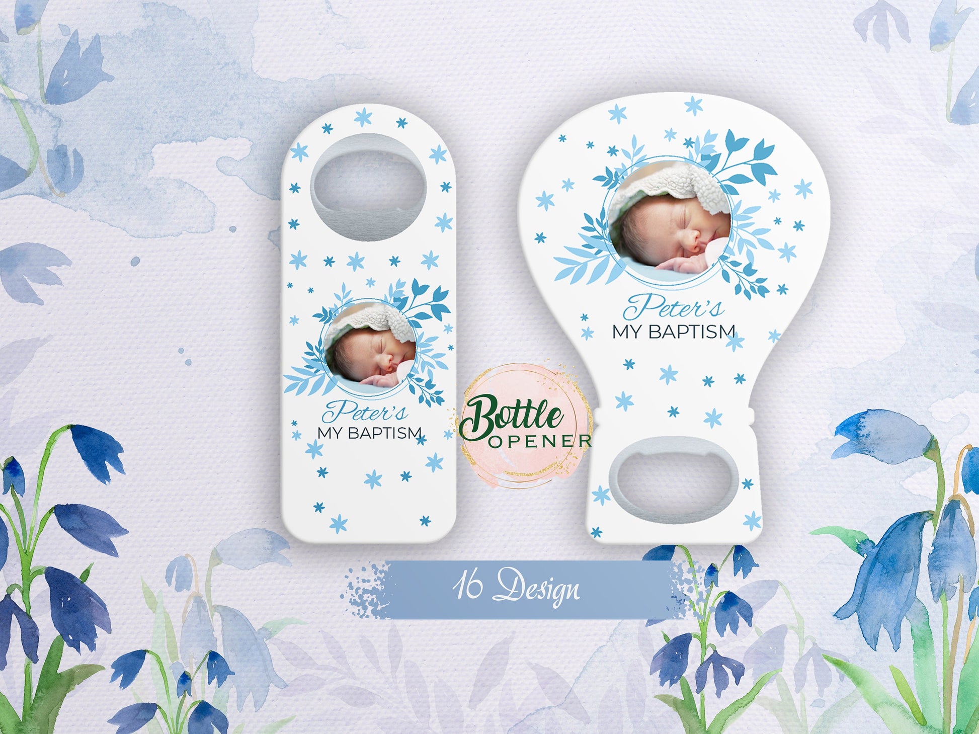 Customizable Baptism Bottle Opener Magnet: Baby Shower Favor - Image 1