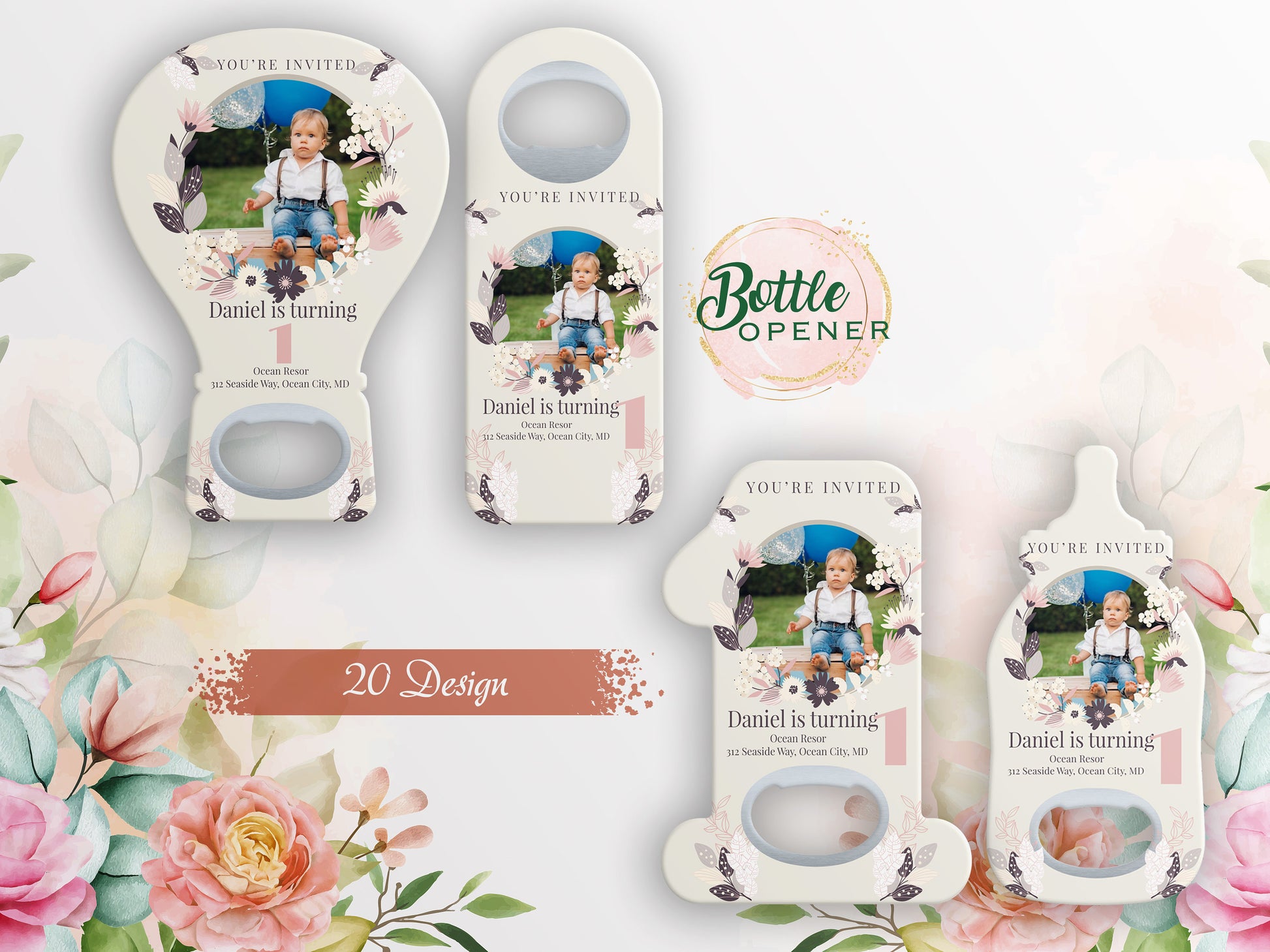 Custom Photo Bottle Opener Magnet: Baby Shower, 1st Birthday Favor - Image 1