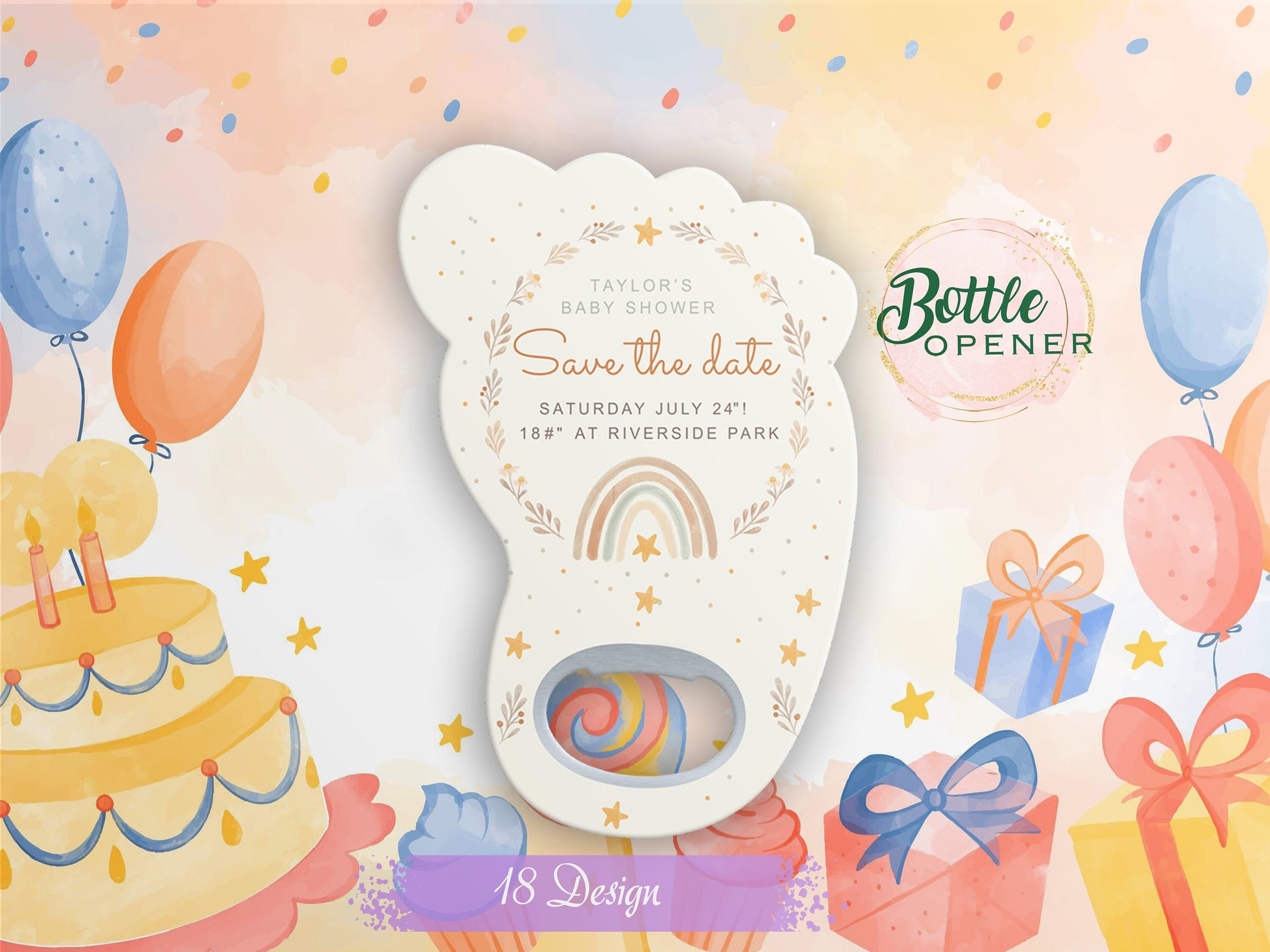 Custom Foot Magnet Bottle Opener: Baby Shower Favor - Image 1