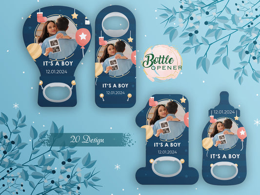 Photo Baby Shower Bottle Opener Magnet: Hot Air Balloon Favor - Image 1