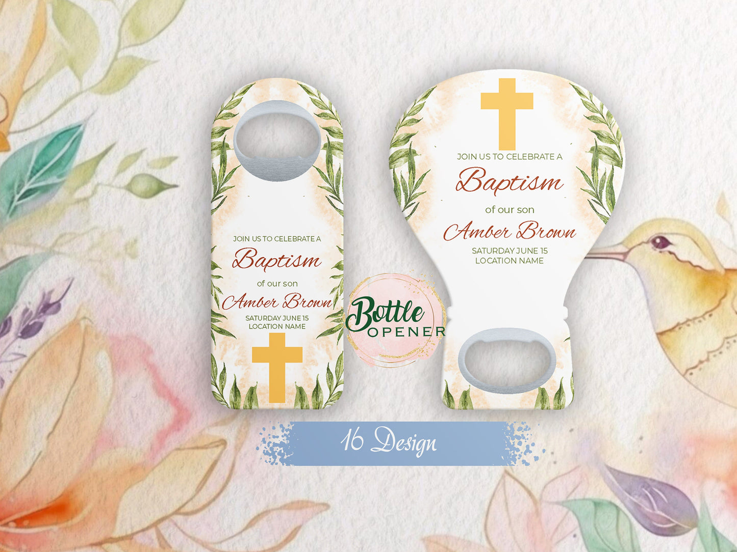 Custom Baptism Bottle Opener Favors: First Communion, Baby Shower - Image 1