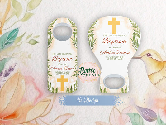 Custom Baptism Bottle Opener Favors: First Communion, Baby Shower - Image 1