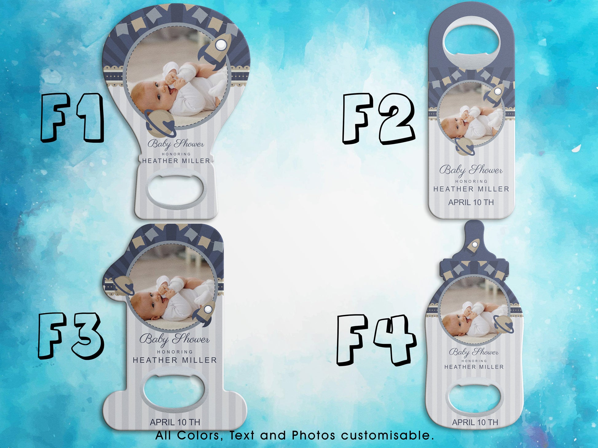 Custom Photo Bottle Opener Magnet: Baby Shower, 1st Birthday Favor - Image 2