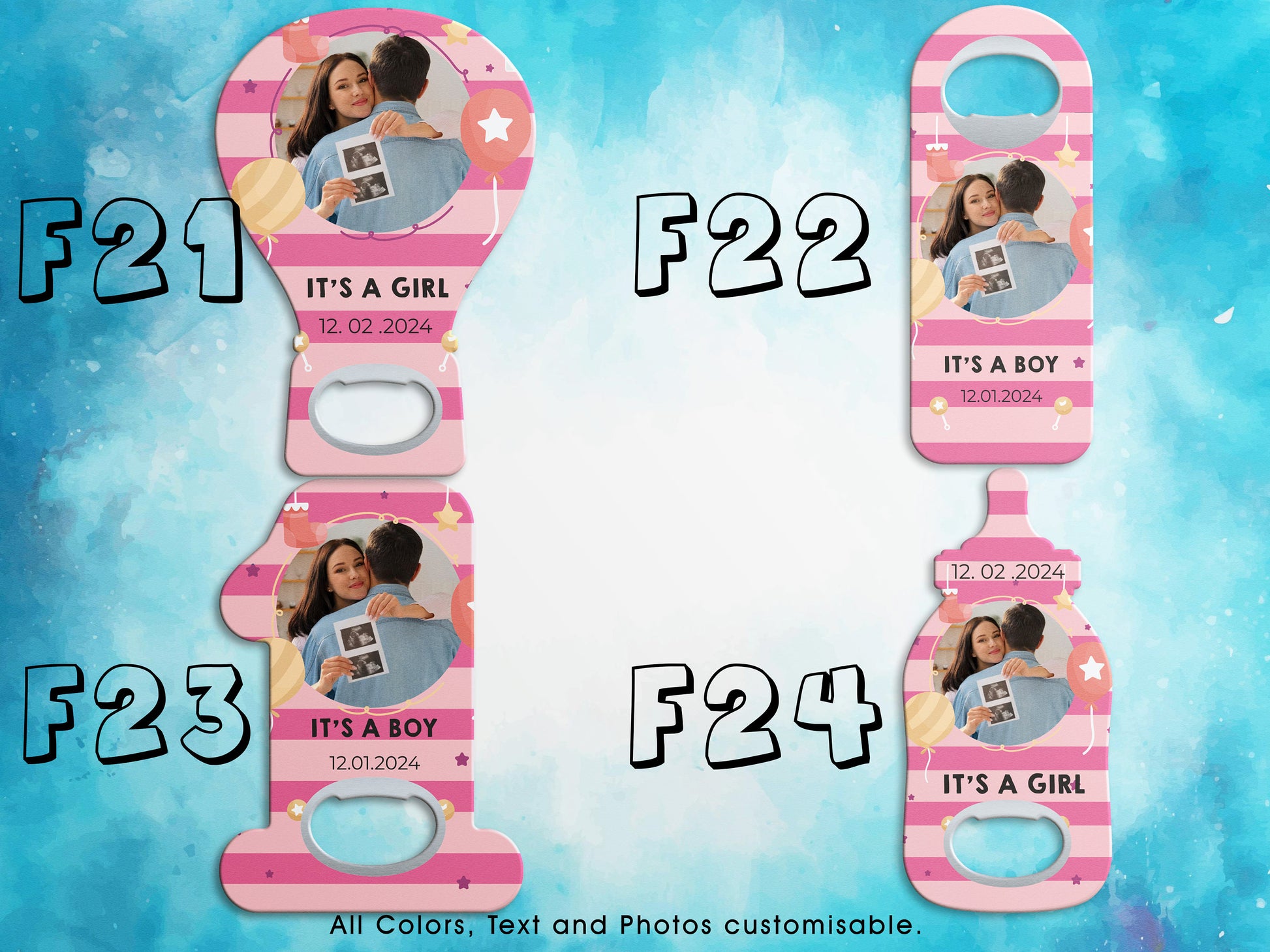 Photo Baby Shower Bottle Opener Magnet: Hot Air Balloon Favor - Image 7