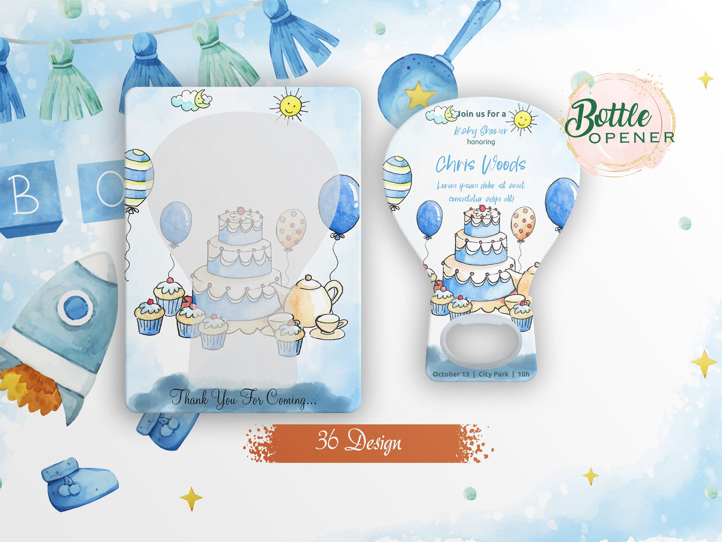 Personalized Baby Shower Bottle Opener Magnet Favors - Image 1