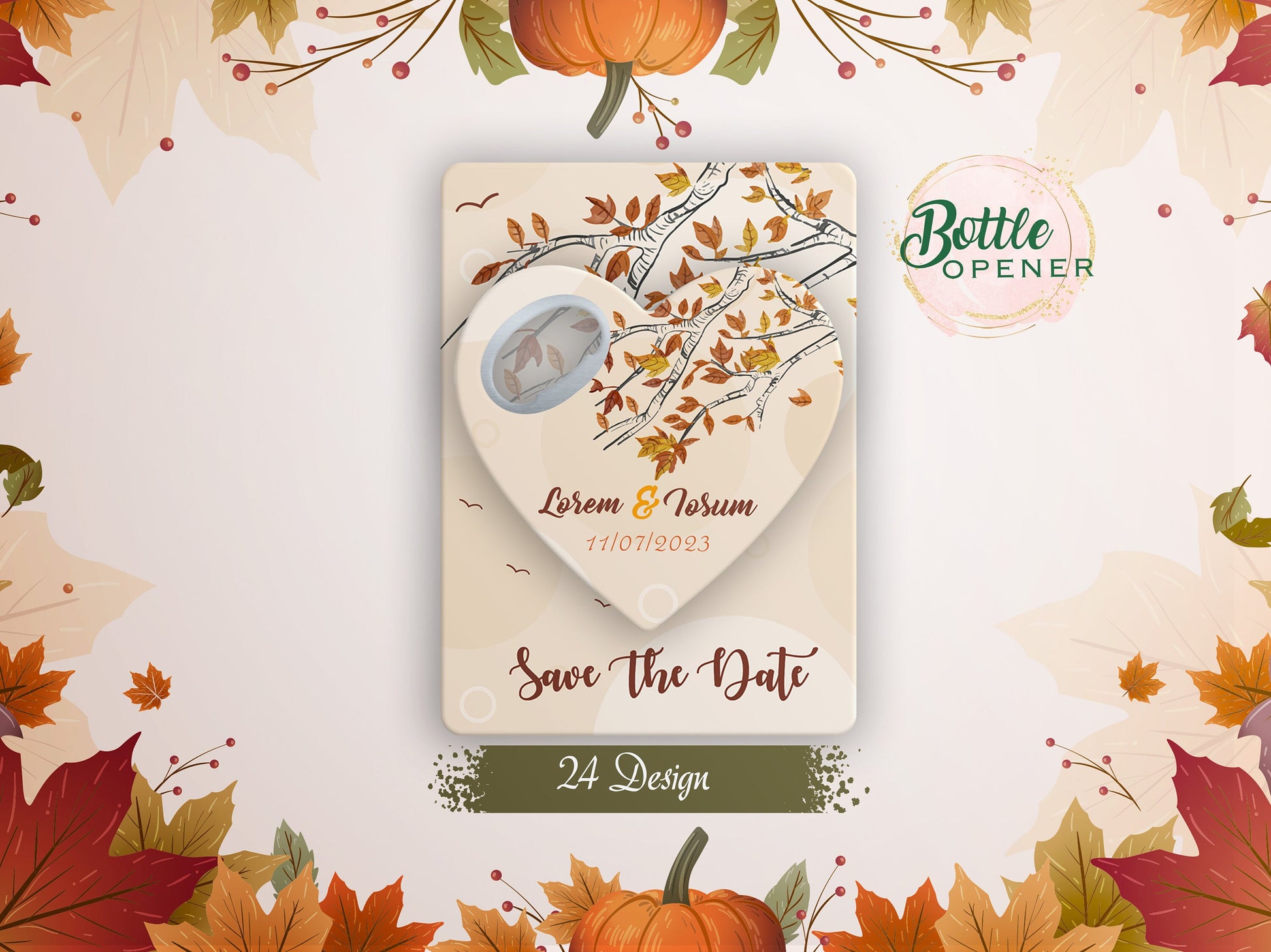 Heart Wedding Favor: Personalized Bottle Opener Magnet - Image 1