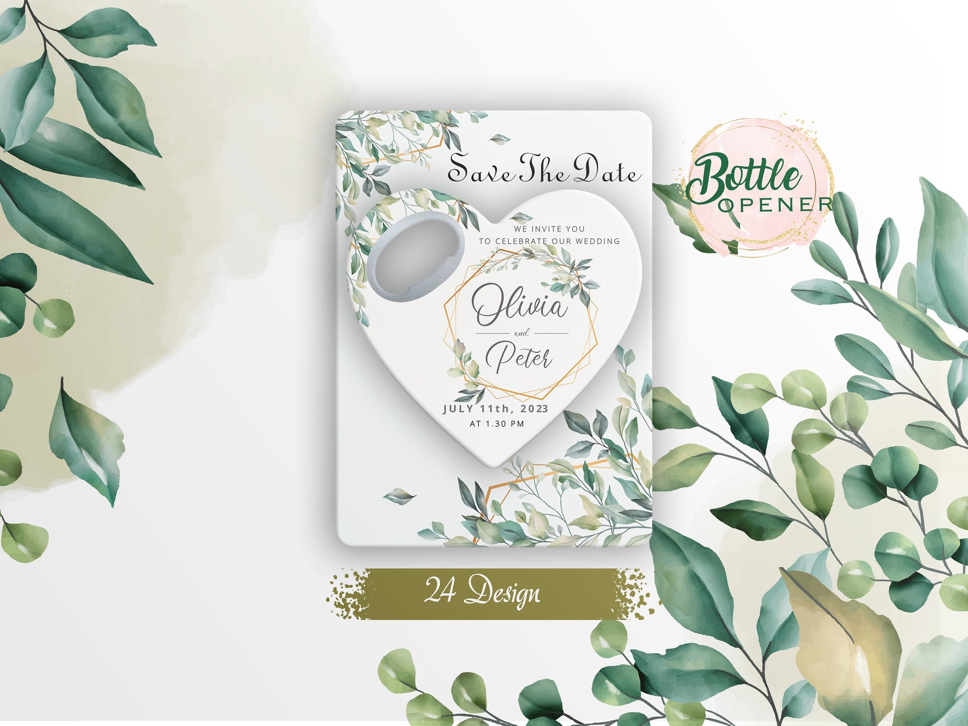 Heart Wedding Favor: Bottle Opener Magnet, Bulk Thank You Gift - Image 1