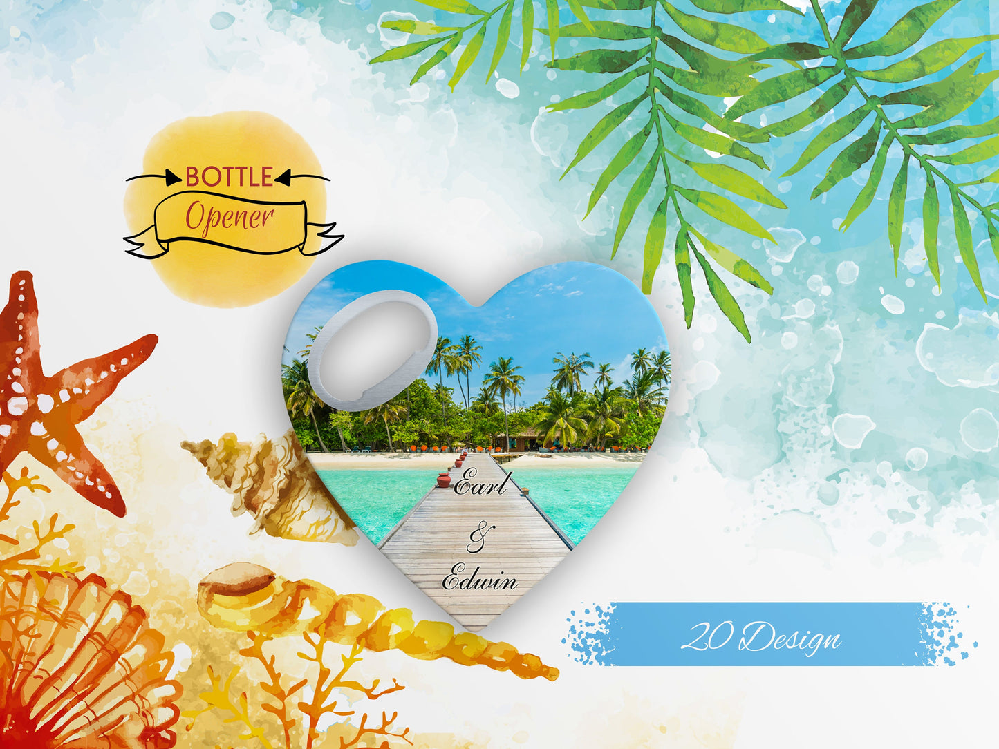 Custom Heart Bottle Opener Magnet: Wedding Favor Souvenir - Image 1