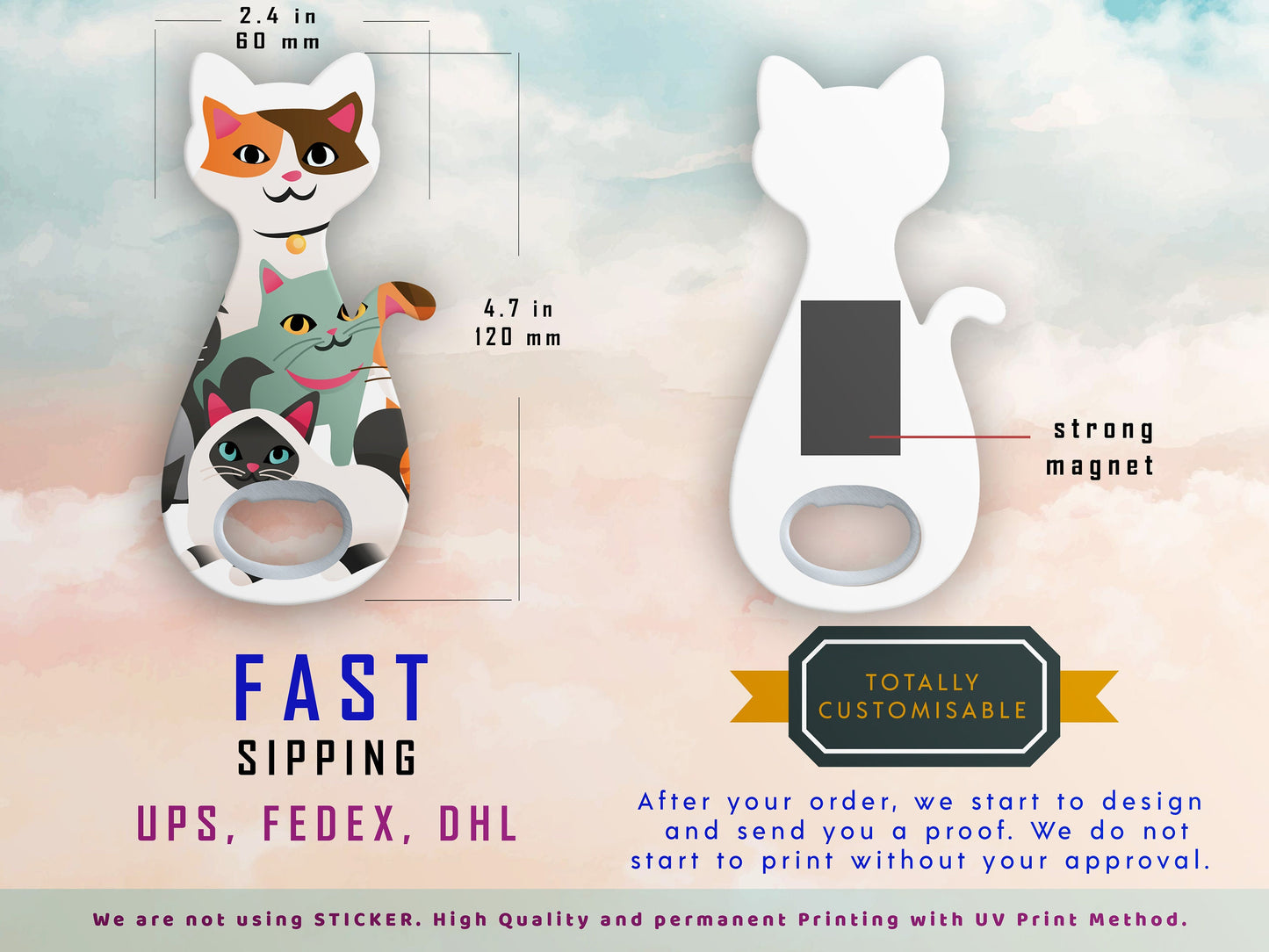 Cat Bottle Opener Magnet: Decorative Home Bar Accessory - Image 7
