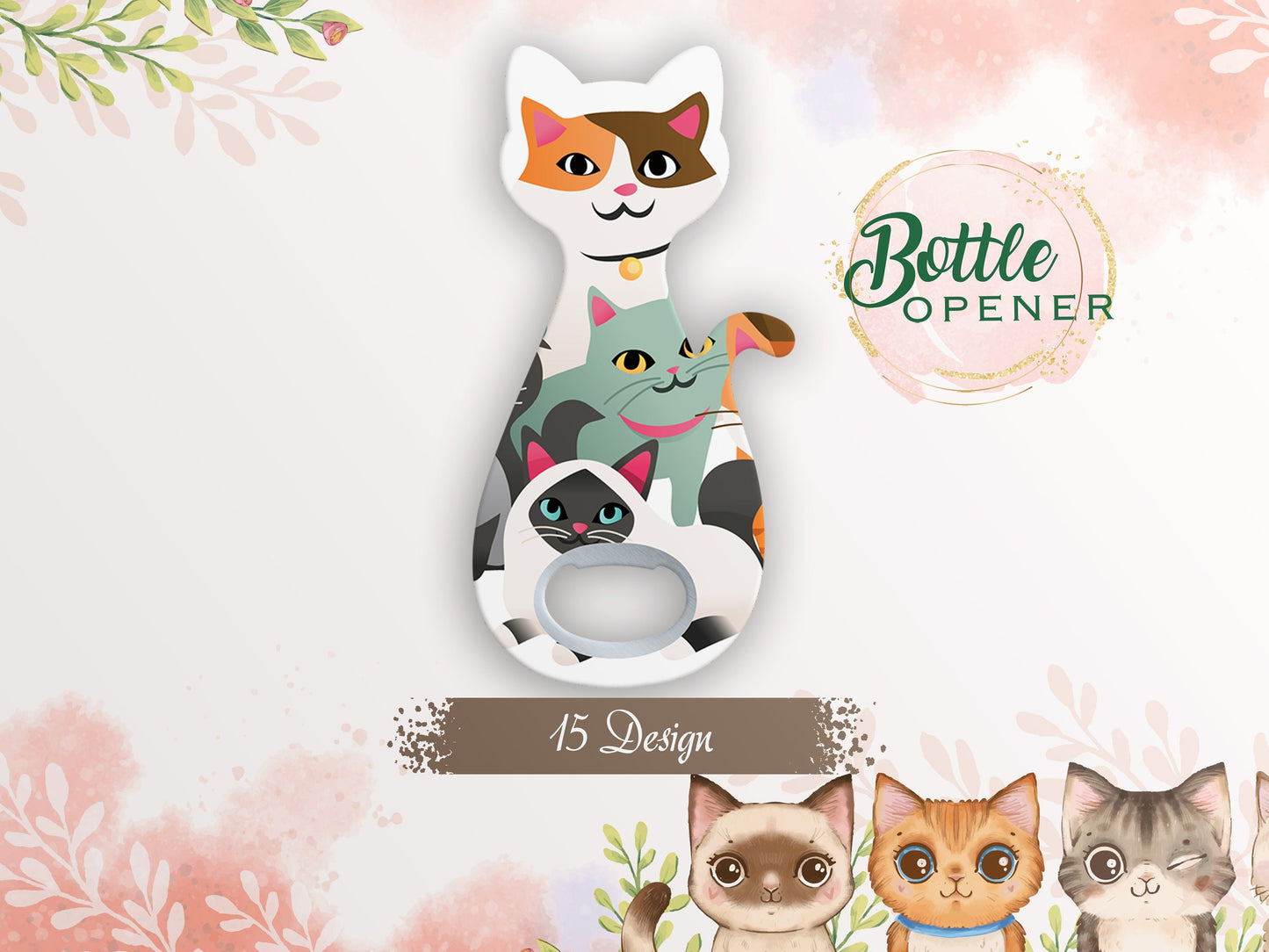 Cat Bottle Opener Magnet: Decorative Home Bar Accessory - Image 1