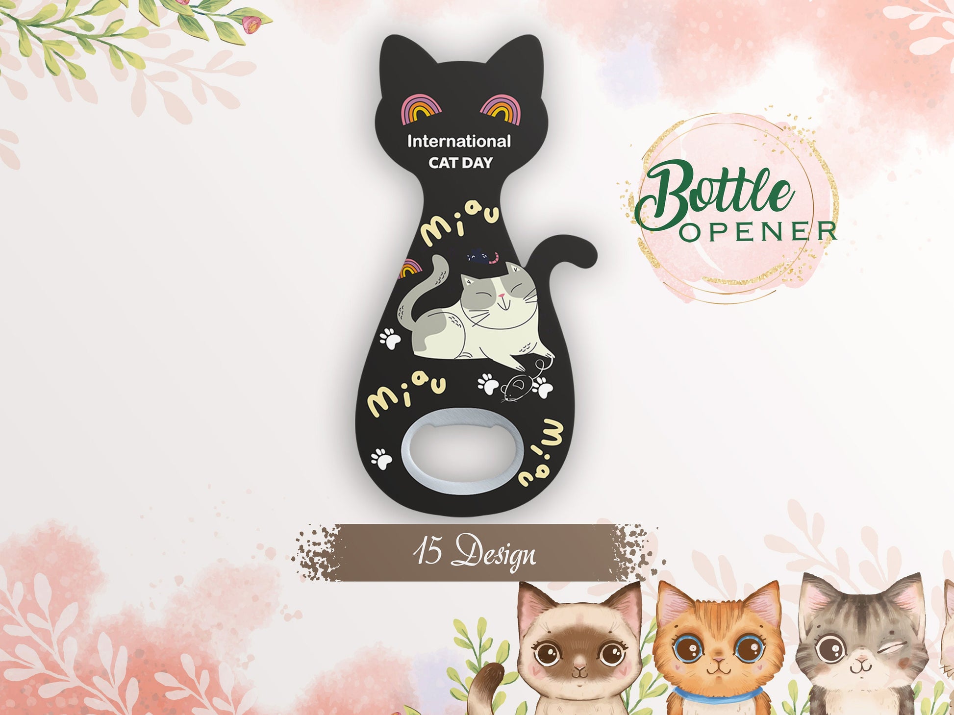 Cat Bottle Opener Magnet: Decorative Home Bar Accessory - Image 1