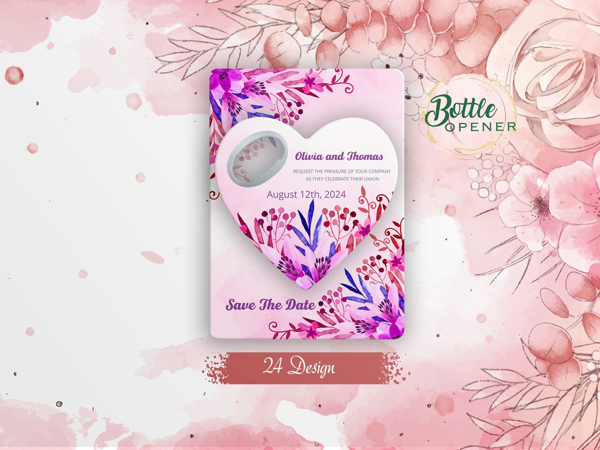 Personalized Heart Magnet Bottle Opener: Custom Wedding Favor - Image 1