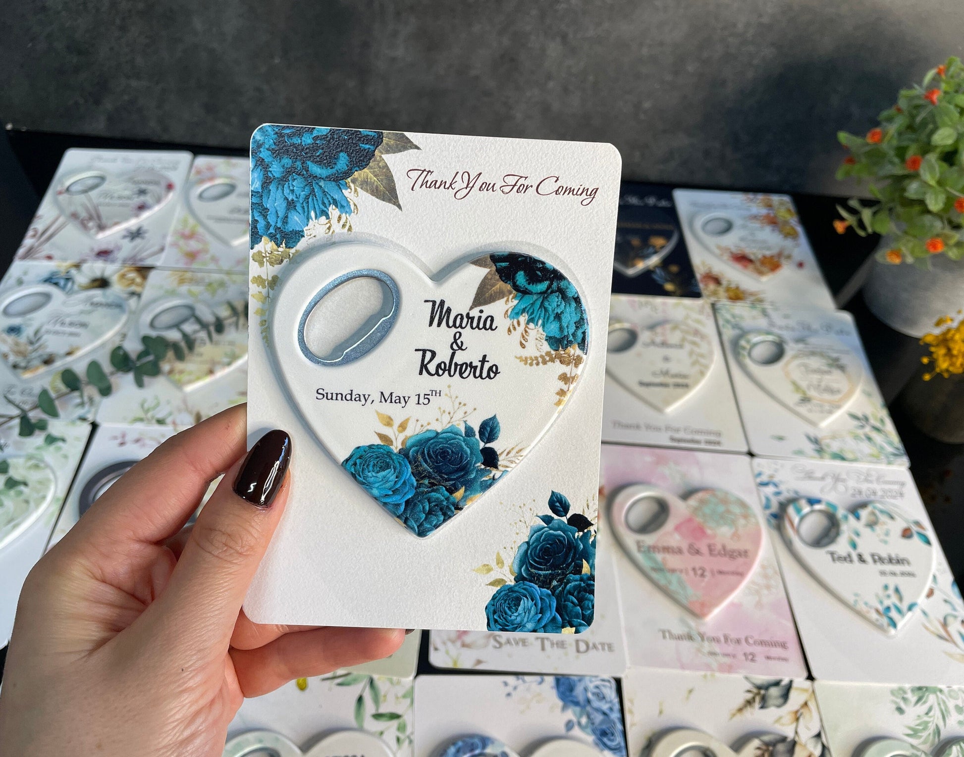 Heart Wedding Favor: Personalized Bottle Opener Magnet - Image 6