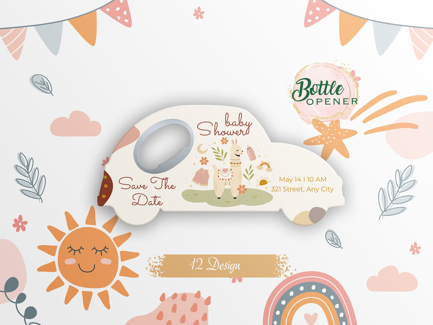 Personalized Car Magnet Bottle Opener: Baby Shower Favors - Image 1