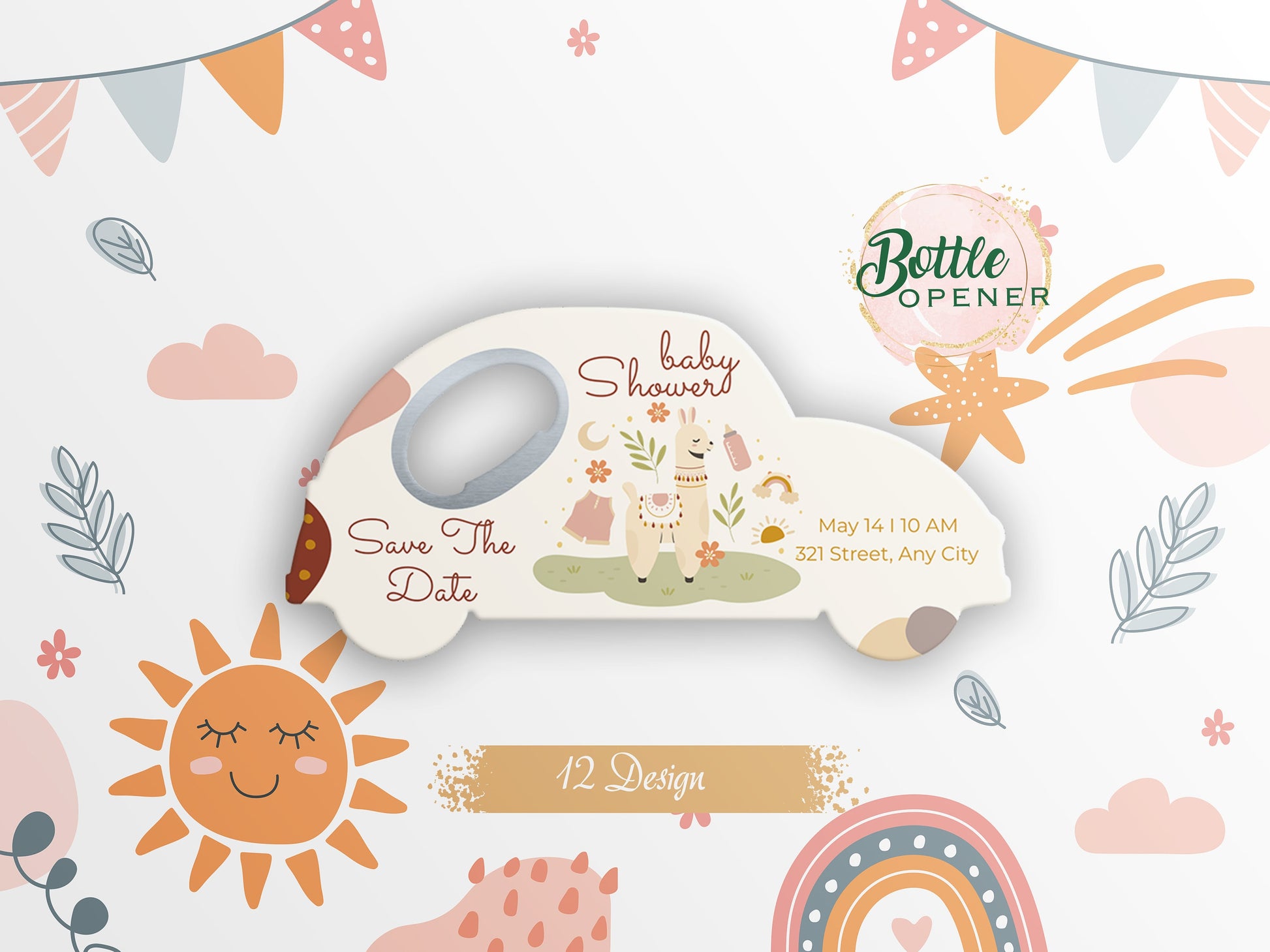 Personalized Car Magnet Bottle Opener: Baby Shower Favors - Image 1