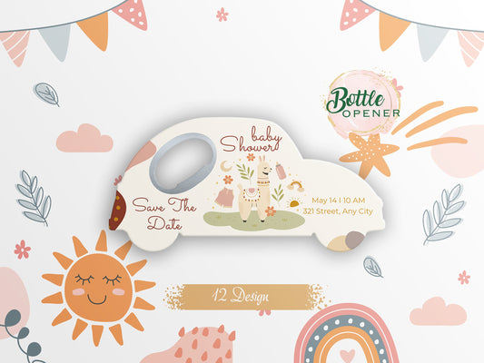 Personalized Car Magnet Bottle Opener: Baby Shower Favors - Image 1