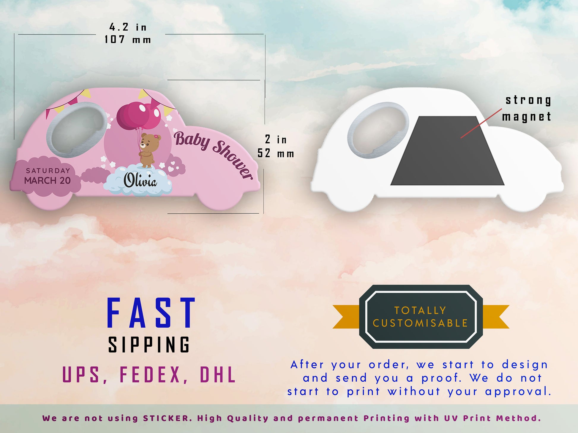 Personalized Car Magnet Bottle Opener: Baby Shower Favors - Image 7
