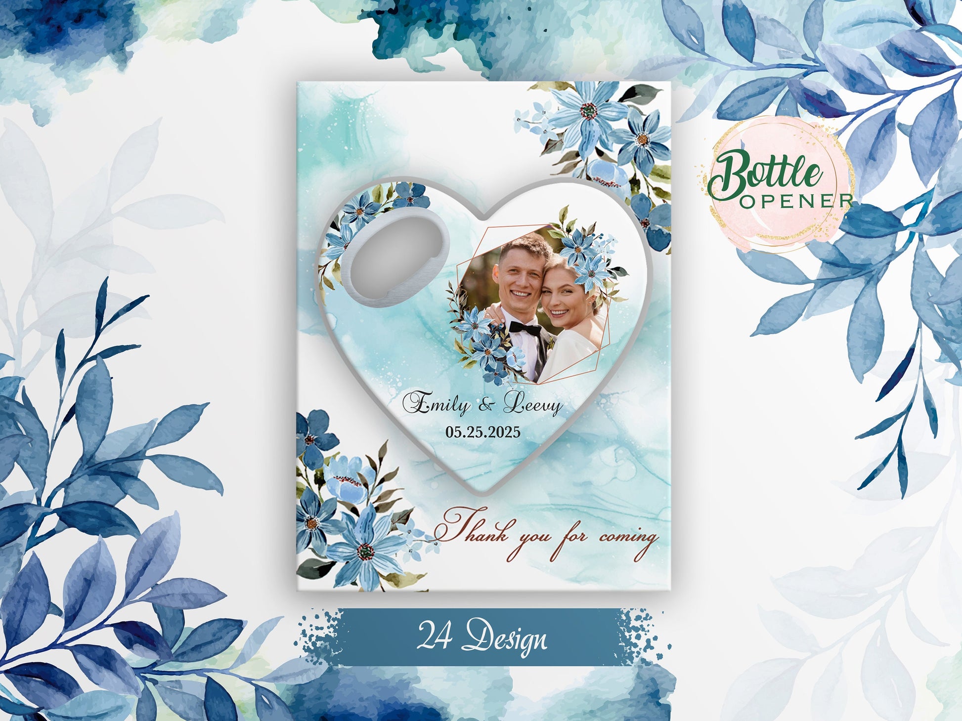 Custom Heart Bottle Opener Magnet: Wedding Favors for Guests - Image 1