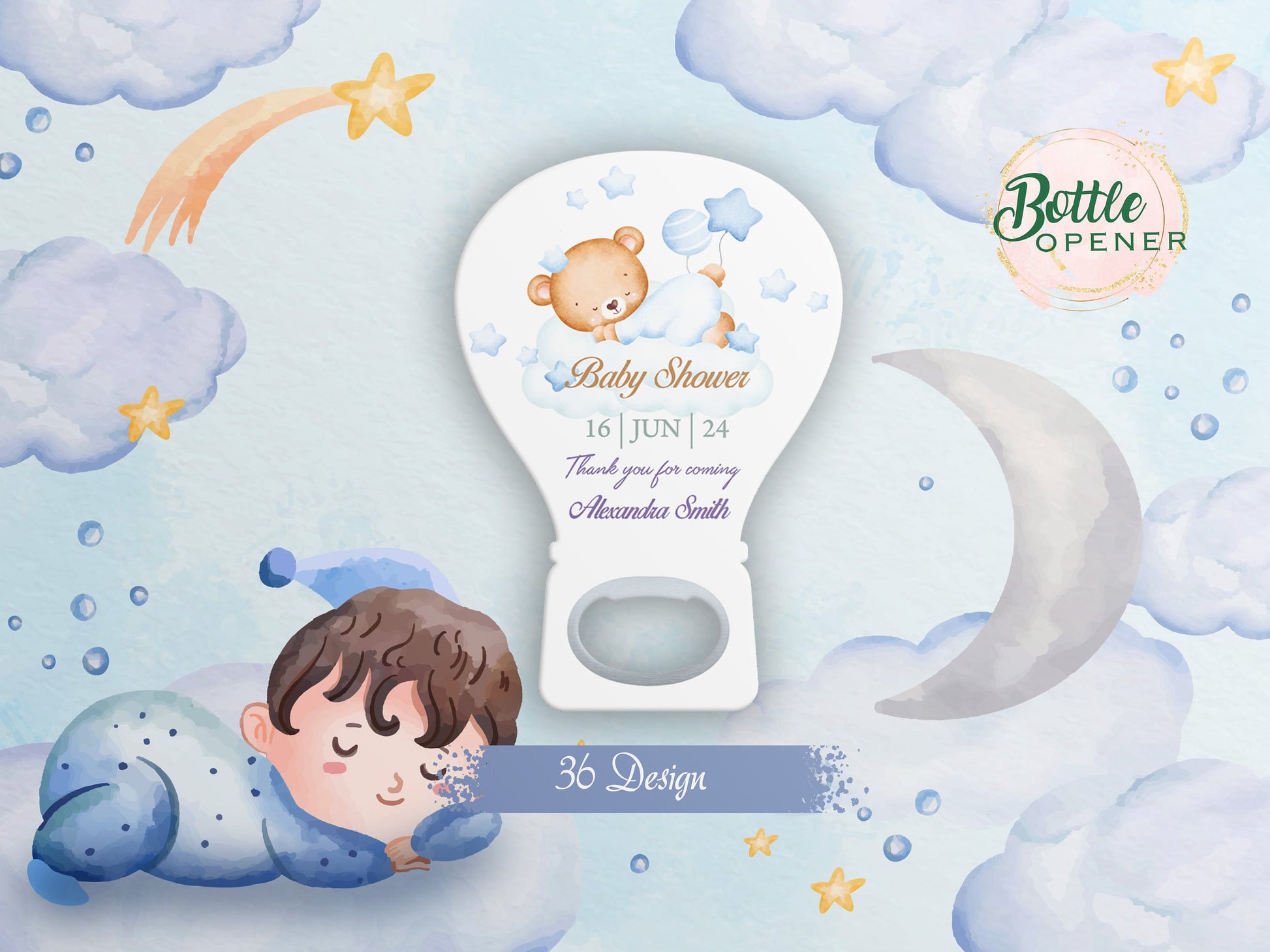Personalized Baby Shower Magnet Bottle Opener Favors - Image 1