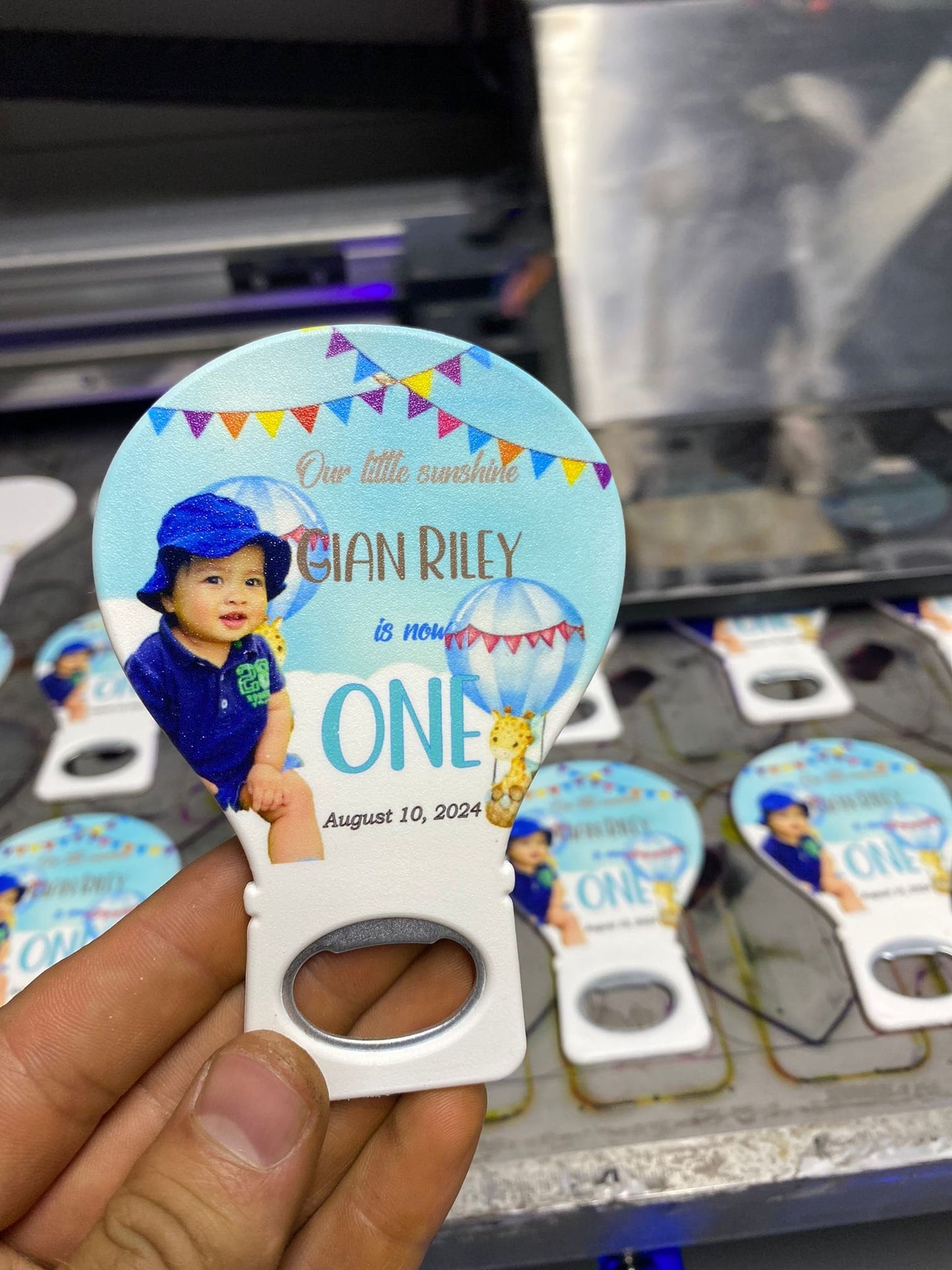 Personalized 1st Birthday Favors: Balloon Magnet Bottle Opener - Image 3