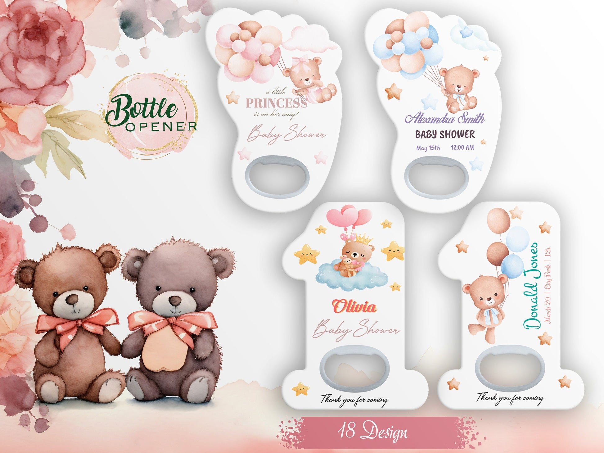 Personalized Footprint Magnet Bottle Opener: Baby Shower Favors - Image 1