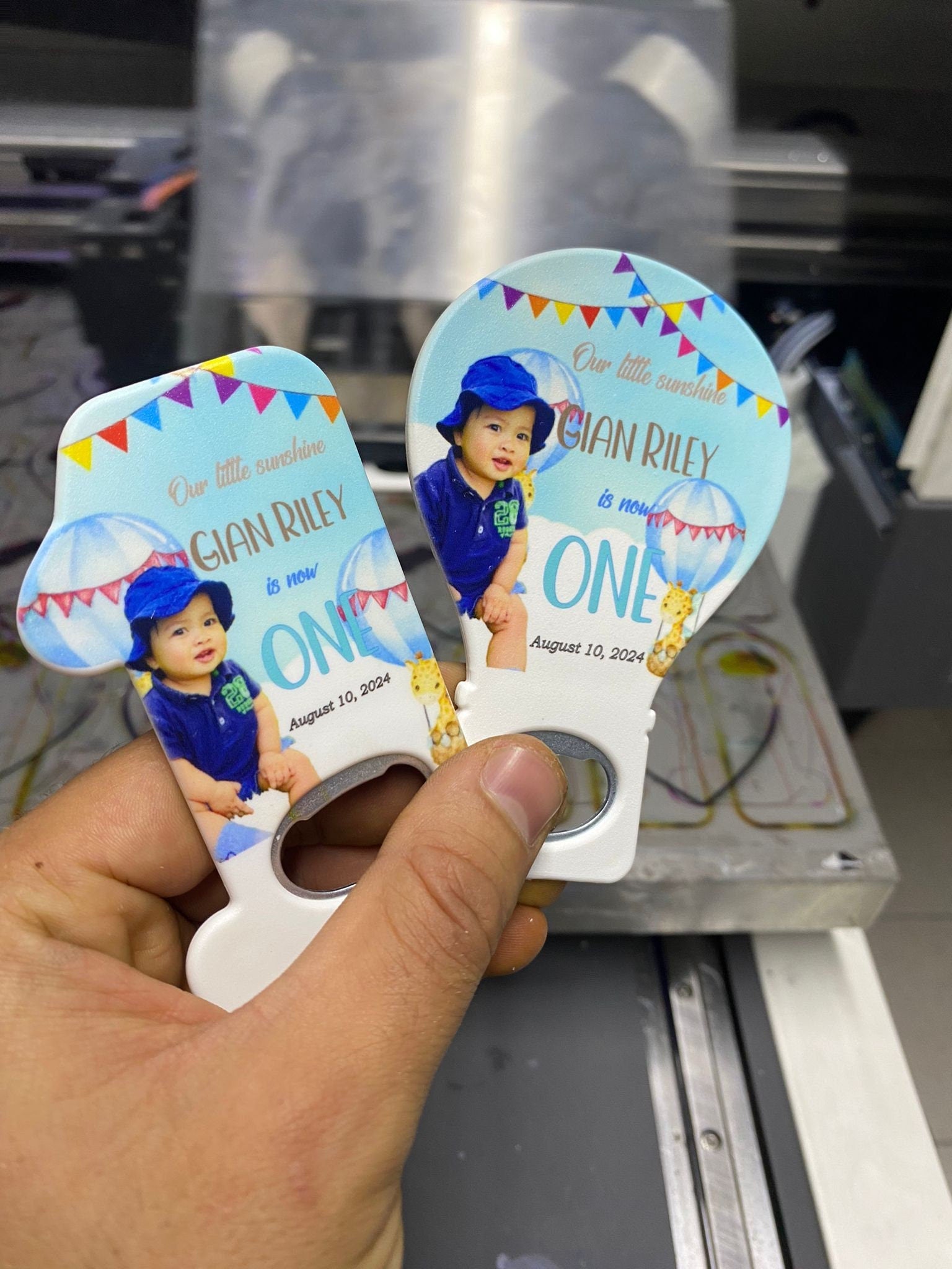 Personalized 1st Birthday Favors: Balloon Magnet Bottle Opener - Image 2