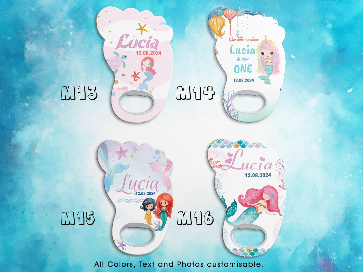 Mermaid Baby Shower Favor: Foot Shape Bottle Opener Magnet - Image 5