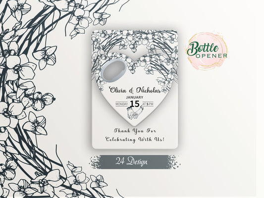 Personalized Heart Bottle Opener Magnet: Wedding Bridal Shower Favors - Image 1