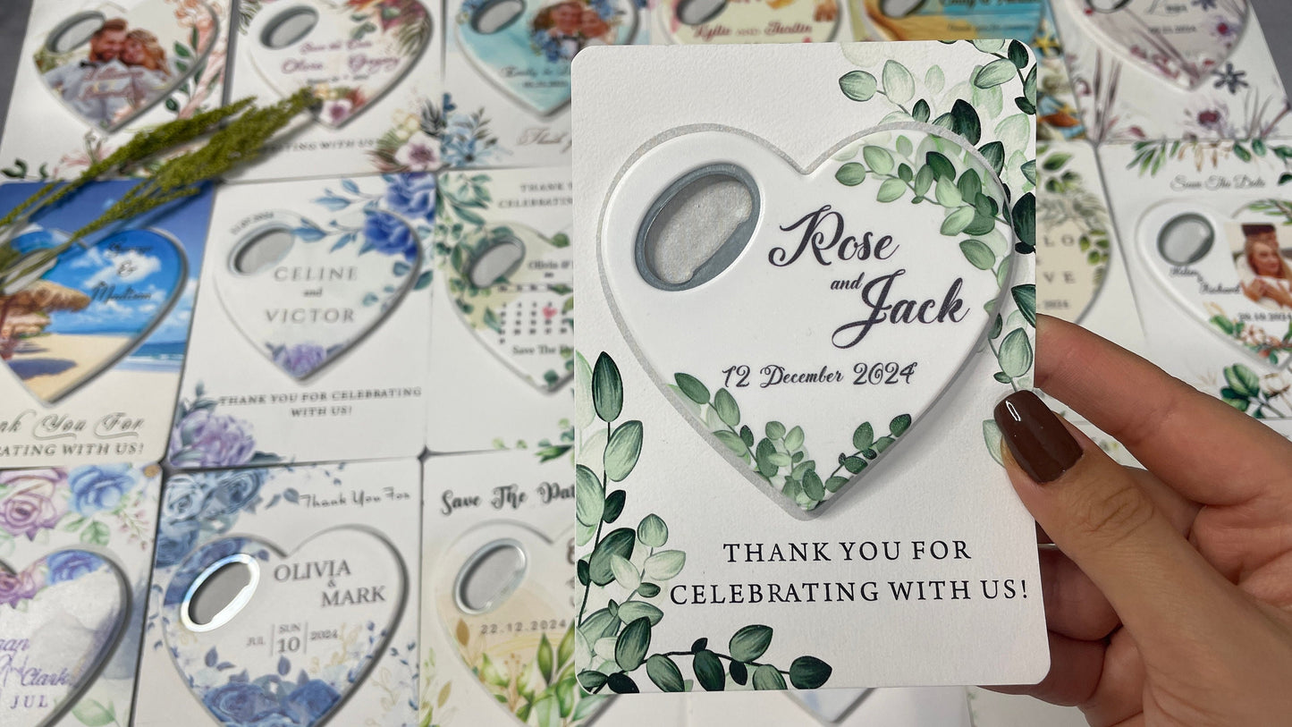 Personalized Heart Bottle Opener Magnet: Wedding Bridal Shower Favors - Image 2