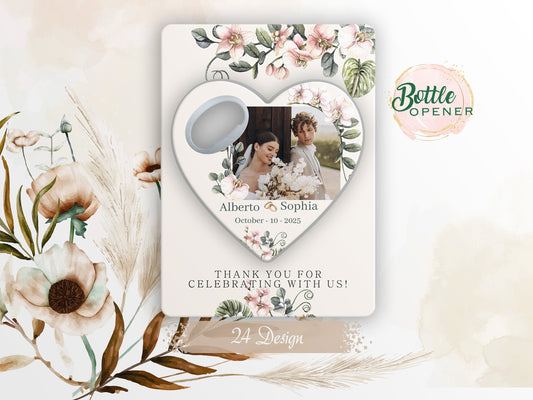 Personalized Heart Bottle Opener Magnet: Wedding Bridal Shower Favors - Image 1