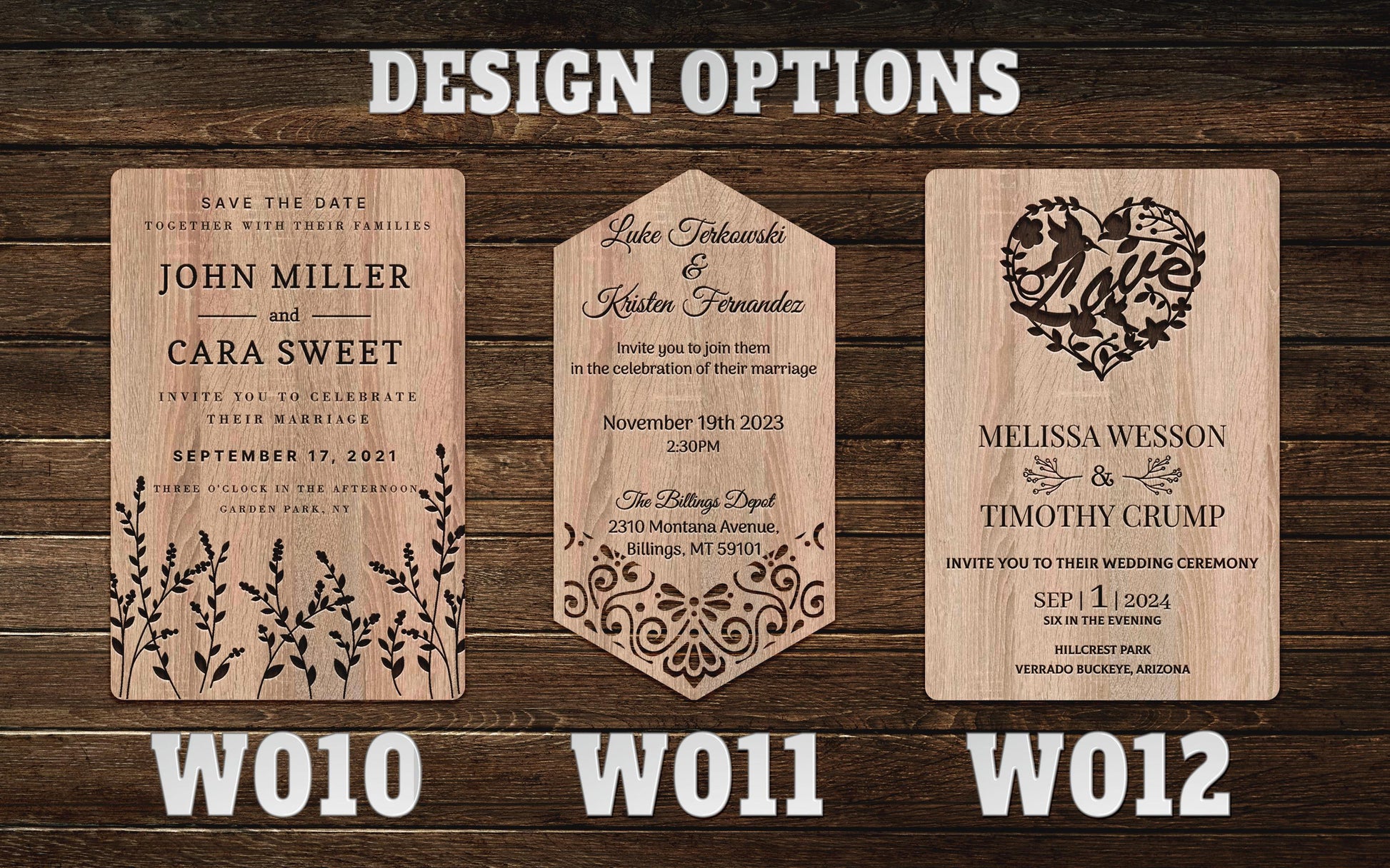Rustic Wooden Wedding Invitation: Eucalyptus Laser Cut Set - Image 6