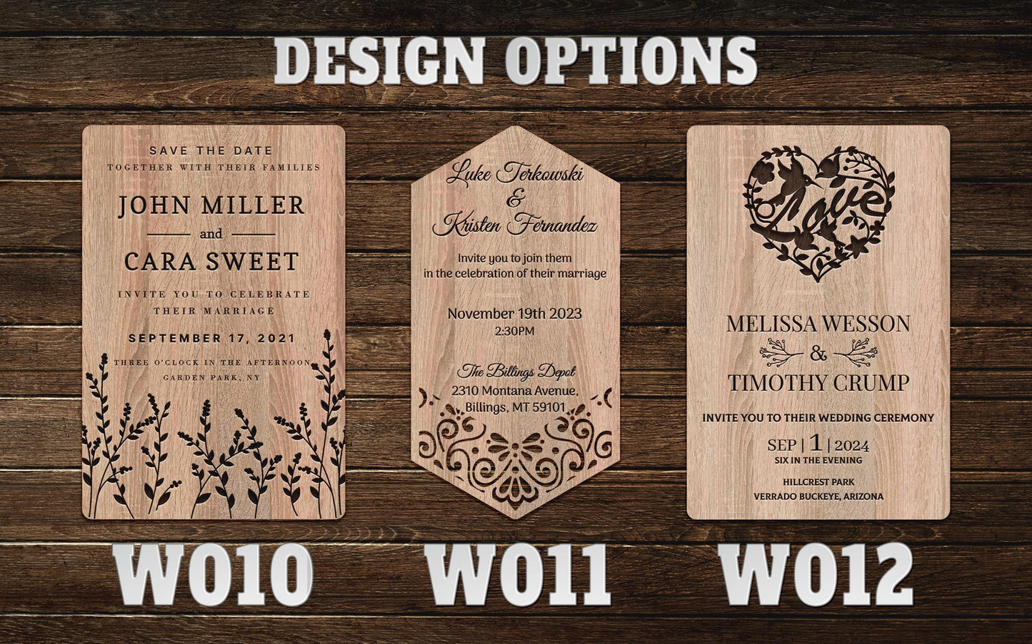 Personalized Wood Wedding Invitation: Rustic Floral Lavender Design - Image 6