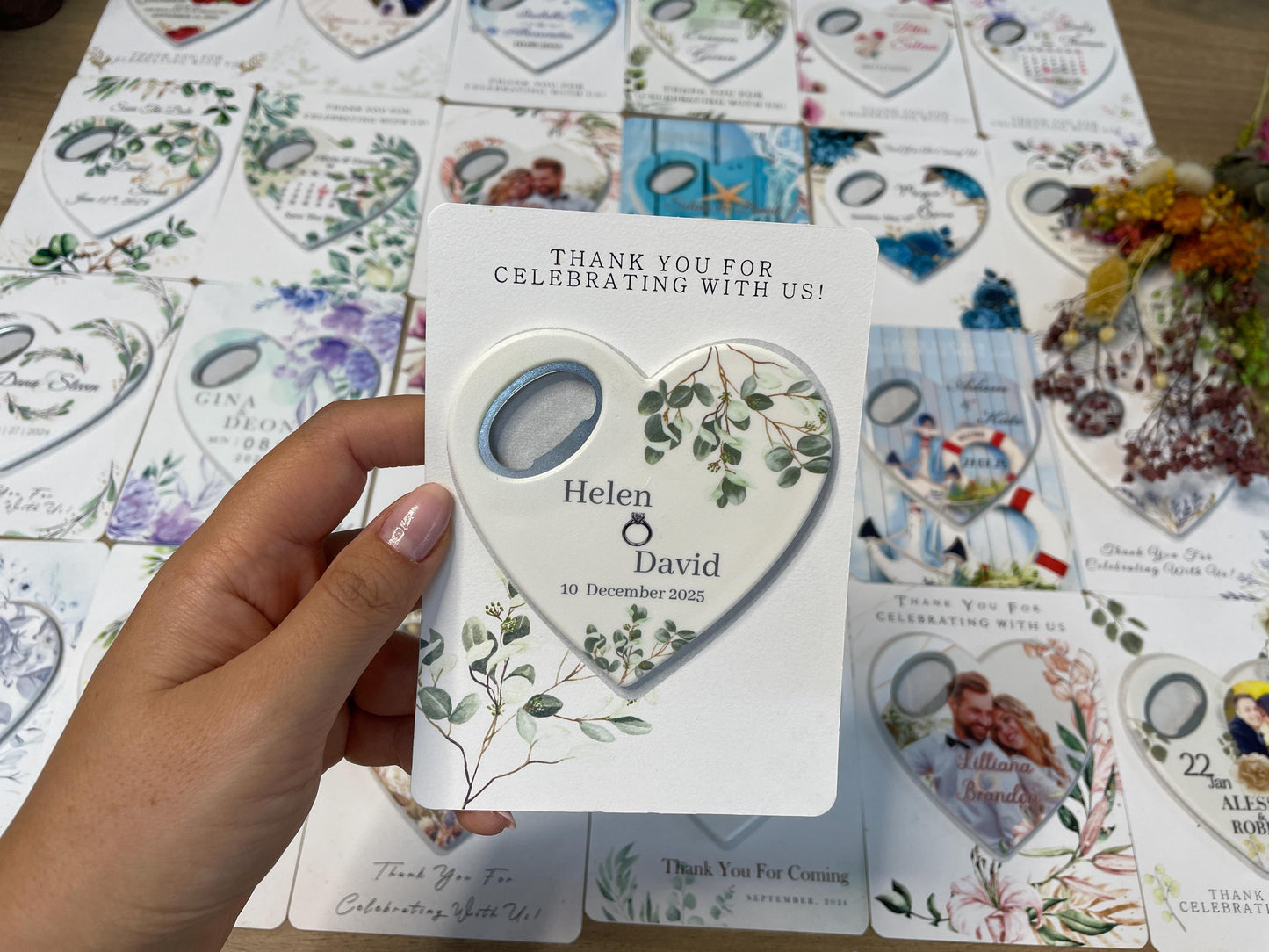 Customizable Heart Wedding Favor: Bottle Opener Magnet - Image 2