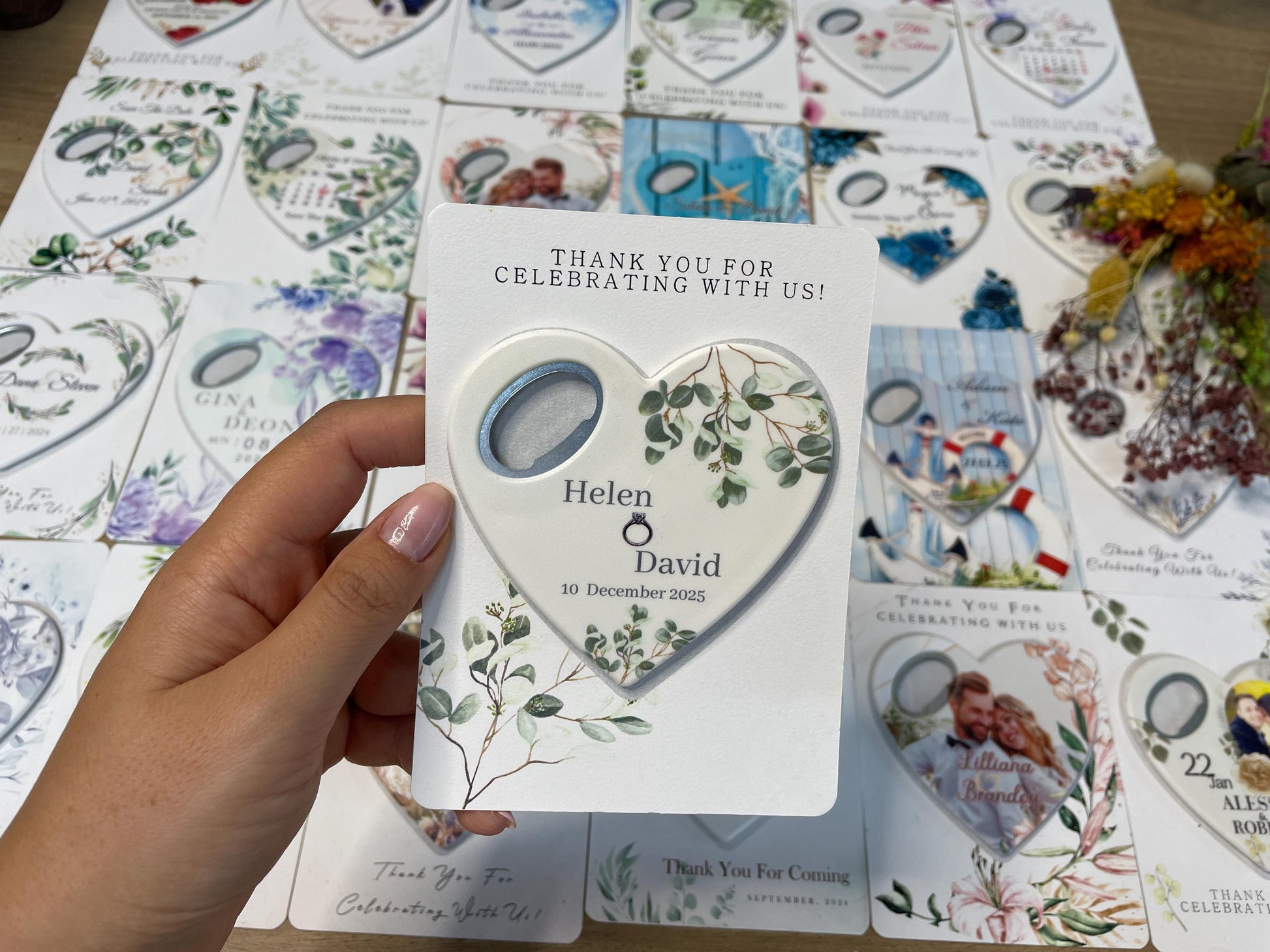 Customizable Heart Wedding Favor: Bottle Opener Magnet - Image 2