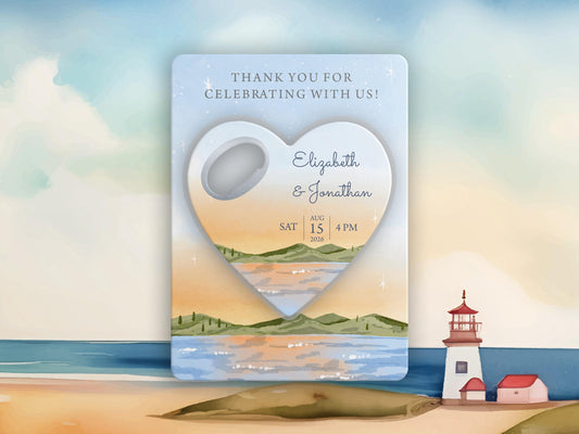 Personalized Heart Magnet Bottle Opener: Beach Wedding Favors - Image 1