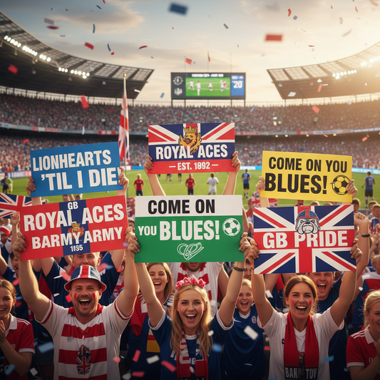 Handheld signs at sports event