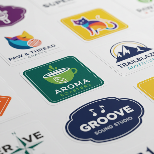 Close-up of precision die-cut sticker labels