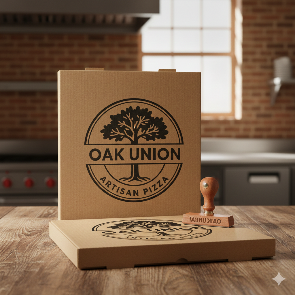 Professional Pizza Box & Takeaway Logo Stamp